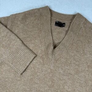 ASOS DESIGN Womens V-Neck Oversized Sweater Camel Brown Wool Blend Size 0